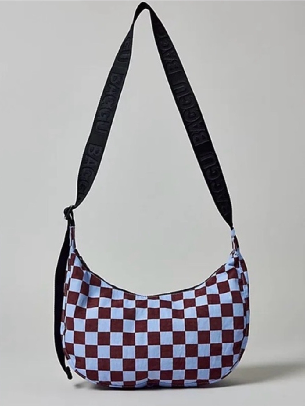 BAGGU UO Exclusive Medium Crescent: Brown & Blue Check🐻